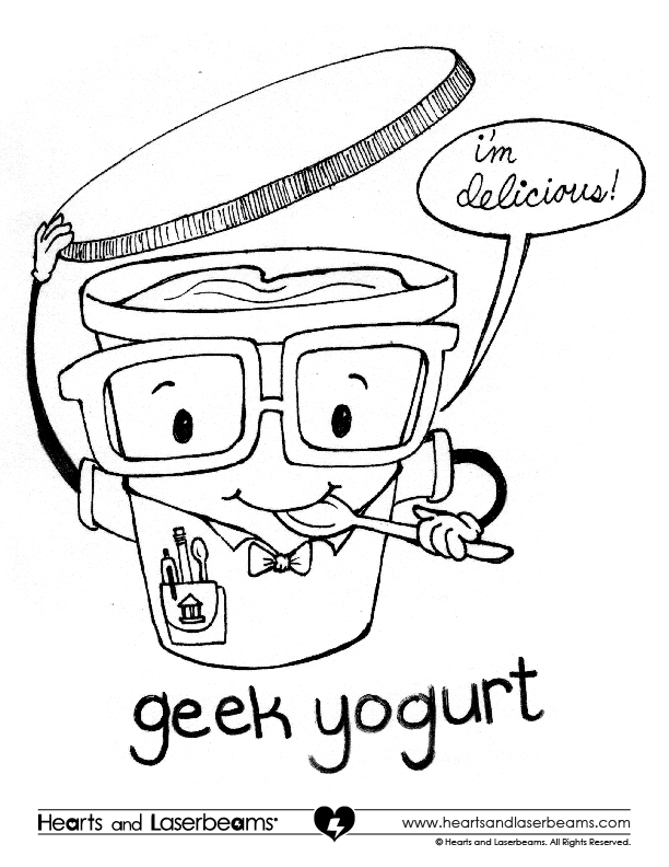 Geek Yogurt Coloring Contest Hearts and Laserbeams