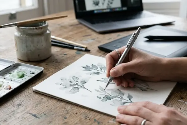 From Blotchy Sketch to Seamless Pattern: Digitizing Watercolor Motifs